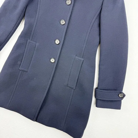 J.Crew Italian Double Cloth Wool Blend Car Coat Size‎ 2 Navy Blue Jacket Women - Picture 8 of 8
